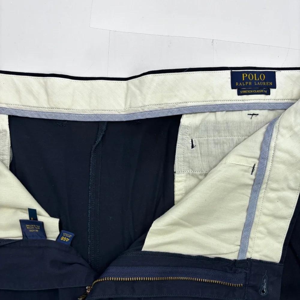 Polo‎ Ralph Lauren Mens Navy Blue Stretch Classic Fit Chino Shorts Size 46B